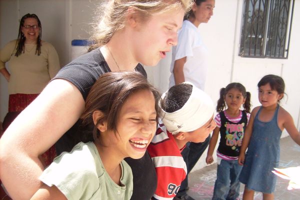 Crystal and kids on the 2010 Mexico mission trip